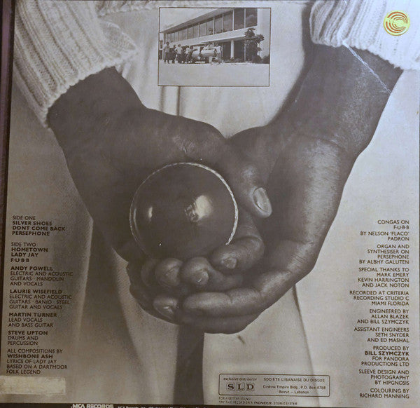 Image of Back Cover of LP - VG+/VG+ - WISHBONE ASH, There's The Rub (MCA Records ; MCA 464, Lebanon 1974, Laminated Yellow and Black Sleeve Without Spine), ,  - 2826219E