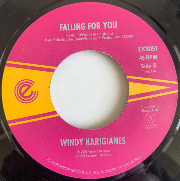 Image of Back Cover of 7" - /VG+ - WINDY KARIGIANES, Falling For You (Expansion; EXS051, UK 2025), , A Falling For You - Georgie B Remix	B Falling For You - 2816188C