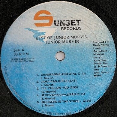 Image of Label Cover of LP - G/G+ - JUNIOR MERVIN, Best Of (Sunset Records; none, Jamaica 1985), Vinyl has surface marks, plays G+/VG.,  - 2846212S
