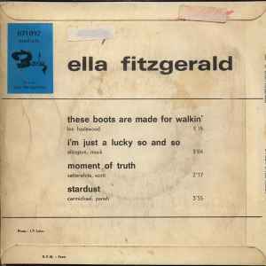 Image of Back Cover of 7" EP - /VG - ELLA FITZGERALD, These Boots Are Made For Walkin' / I'm Just A Lucky So And So / Moment Of Truth / Stardust (Barclay; 071092, France 1966, Large centre hole.), Marks on disc. Plays well. Writing on sleeve & label.,  - 2826124E