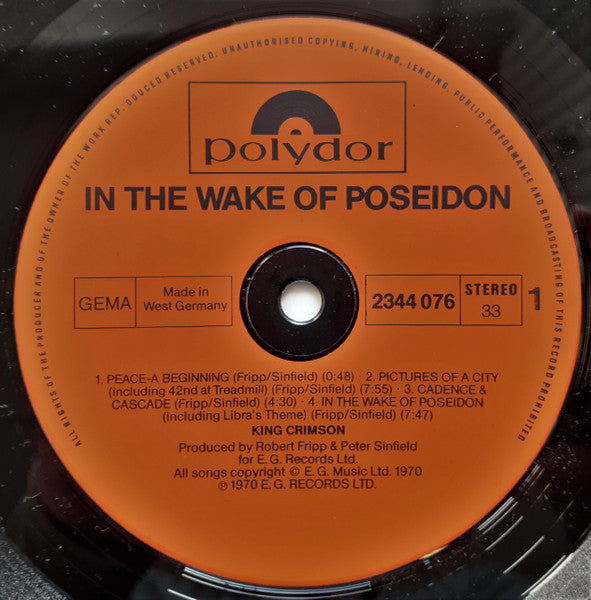 Image of Label Cover of LP - VG+/VG+ - KING CRIMSON, In The Wake Of Poseidon (Polydor Injection Label; 2344 076, Germany , Textured Gatefold Sleeve), ,  - 2826222E
