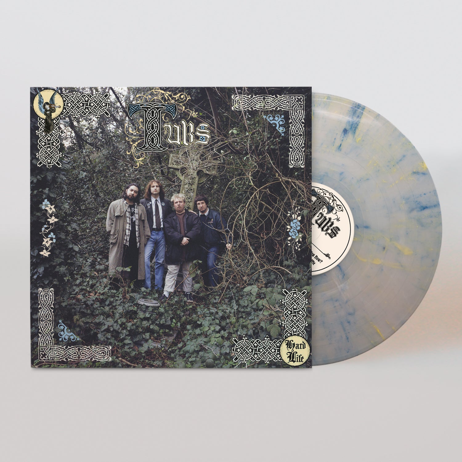 Image of Back Cover of LP - NEW/NEW - THE TUBS, Hard Life (Merge Records; MRG890LP-C1, Europe 2026, Indie Exclusive, Natural with Blue & Yellow Swirl), , The Tubs have never lacked for ambition — on Hard Life, theirs is to complicate the Tub-ullar experience. Having perfected their chemistry across two prior albums, hundreds of shows, and an ever-expanding universe of bands affiliated with London’s Gob Nation Collective (The TSG, Sniffany & The Nits, Spike, and Garden Centre), the London-based Celtic jangle
