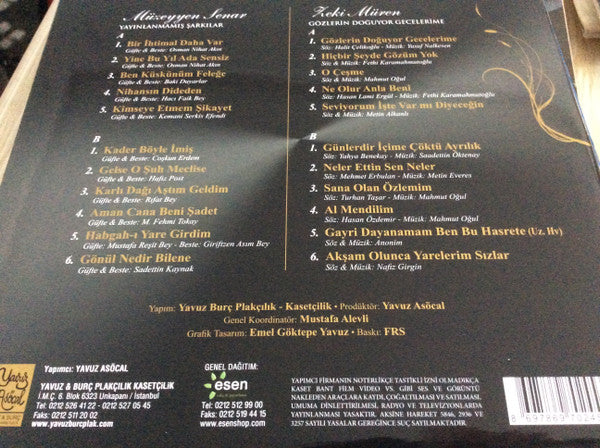 Image of Back Cover of 2xLP - VG+/VG+ - M ZEYYEN SENAR, ZEKI M REN, K r k Plaklar (Yavuz & Bur  Plak  l k Kaset ilik ; KTB0148297AYA, Turkey 2010, Debossed Gatefold With Gold Ink And Extra Flap), Strong VG+, Sleeve Creased,  - 2826185E