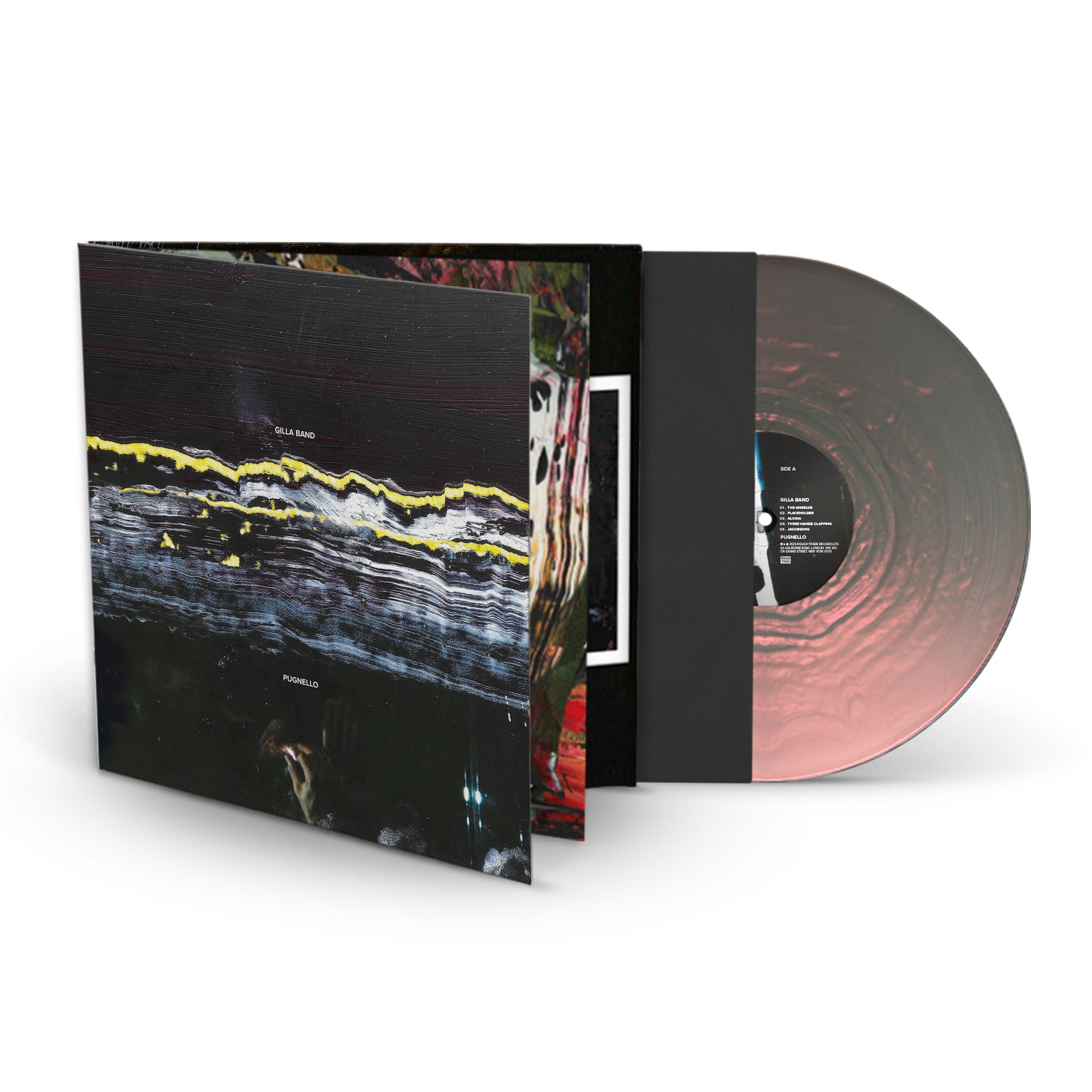 Image of Back Cover of LP - NEW/NEW - GILLA BAND, Pugnello (Rough Trade; RT0616LPXE, Europe 2026, Gatefold, 24 Page Booklet, Indie Exclusive, Pearl Vinyl), , Gilla Band are happy to announce their brand new album ‘Pugnello’ released on the 25th September 2026 on Rough Trade Records. The album was recorded from 2022 - 2026 across three studios, Hellfire, Yellow Door Music Studio, & Sonic Studios in Dublin, the album was produced by Gilla Band & it was recorded and mixed by Daniel Fox. - 9407190C