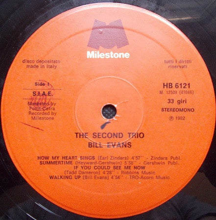 Image of Label Cover of 2xLP - VG/VG+ - BILL EVANS, The Second Trio (Milestone; HB 6121, Italy 1982 Reissue, Gatefold), Strong VG+, Edge and Ring Wear,  - 2826172E