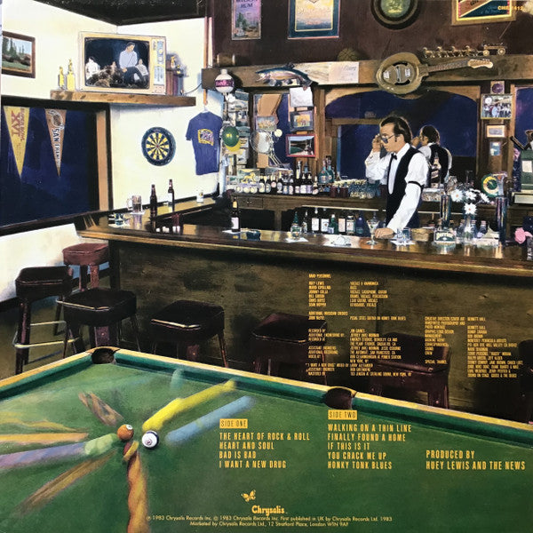 Image of Back Cover of LP - VG/VG+ - HUEY LEWIS AND THE NEWS, Sports (Chrysalis White Butterfly; CHR 1412, UK 1990s Reissue), Hype stickered.,  - 2816158C