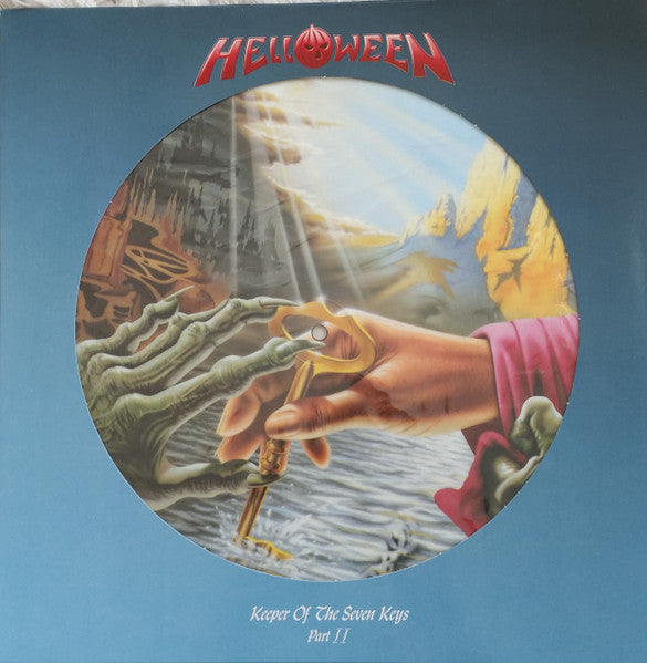 Image of Front Cover of LP - VG/VG+ - HELLOWEEN, Keeper Of The Seven Keys (Part II) (Noise International; N 0117-9, Germany 1988, Sticker Set, Picture disc), Stickers are intact (although sheet is missing a corner). Sleeve has several small creases, small sticker removal mark.,  - 2826259E