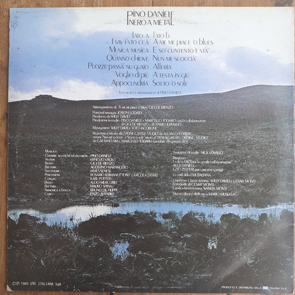 Image of Back Cover of LP - VG/VG - PINO DANIELE, Nero A Met  (EMI; 3C 064-18468, Italy 1981 Reissue, Inner, 2-12-81 Run Out), ,  - 2826230E