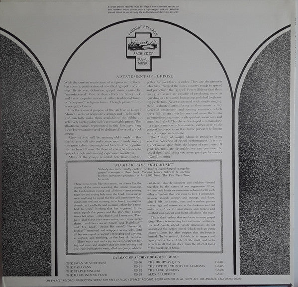 Image of Back Cover of LP - VG+/VG+ - THE HARMONIZING FOUR, The Harmonizing Four (Everest; GS-63, US ), ,  - 3926099E