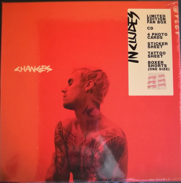 Image of Front Cover of CD - VG+/M - JUSTIN BIEBER, Changes (Def Jam Recordings; 00602508692000, Europe 2020, Box Set, Limited Edition includes: Boxershorts, 6 Temporary Tattoos, 4 Photo Cards 2 Stickers), Still SEALED In Stickered Shrinkwrap, Small Corner Bump,  - 2816245C