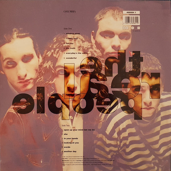 Image of Back Cover of LP - VG/G - THE REAL PEOPLE, The Real People (Columbia; 468084 1, UK & Europe 1991, Inner), Lots of hairlines and some unsightly splodgy marks, Plays better than it looks with some surface noise in quiet passages and some clicks, Sleeve a little worn.,  - 2816261C