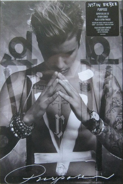Image of Front Cover of CD - EX/M - JUSTIN BIEBER, Purpose (Limited Fan-Box Edition) (School Boy Records; 00602547634085, Netherlands 2015, Box Set, Incluses T-Shirt (Unisex Medium), 4 Postcards), Still SEALED In Stickered Shrinkwrap,  - 2816281C