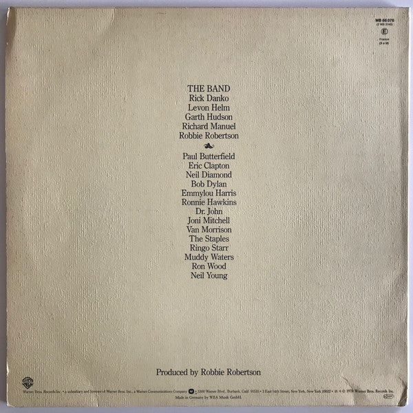 Image of Back Cover of 3xLP - VG+/VG - THE BAND, The Last Waltz (WB Burbank without w Logo on Rim; WB 66 076, Europe 1978, Booklet and Three inners), ,  - 2826248E