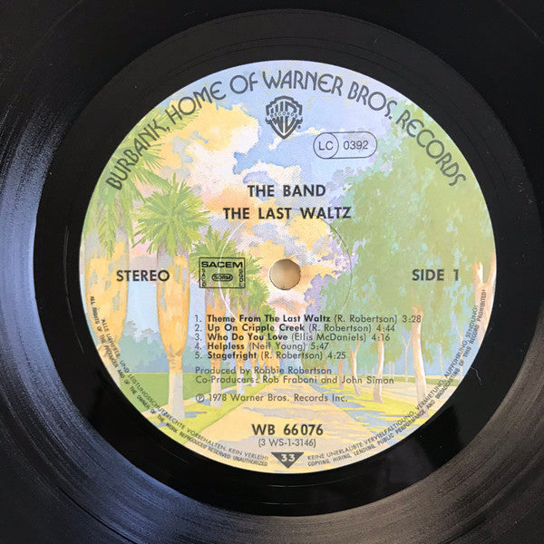 Image of Label Cover of 3xLP - VG+/VG - THE BAND, The Last Waltz (WB Burbank without w Logo on Rim; WB 66 076, Europe 1978, Booklet and Three inners), ,  - 2826248E