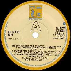 Image of Label Cover of LP - VG/VG - THE BEACH BOYS, Holland (Reprise Records; K 54008, UK 1974 Reissue, No Insert, With 7'' in Picture Sleeve), ,  - 2826302E
