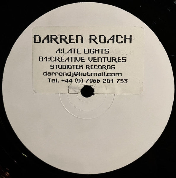 Image of Front Cover of 12" - /G+ - DARREN ROACH, Late Eights / Creative Ventures (Studiotek Records; STU 010, UK ), Ring wears and light marks, plays VG with occasional background noise.,  - 2846208S