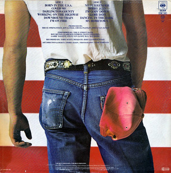 Image of Back Cover of LP - VG+/VG - BRUCE SPRINGSTEEN, Born In The U.S.A. (CBS; CBS 86304, Europe 1984, Inner With Small Curved Thumb Cut & Insert, No Hype Sticker On Sleeve), Strong VG,  - 2816275C