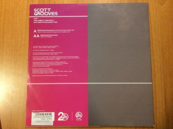 Image of Back Cover of 12" - VG/VG - SCOTT GROOVES FEAT. PARLIAMENT / FUNKADELIC, Mothership Reconnection Remixes (Soma Quality Recordings; SOMA 305, UK 2011, Picture Sleeve), , A Mothership Reconnection (VonStroke Energy Pattern Mix)AA Mothership Reconnection (Daft Punk Remix) - 2826288E