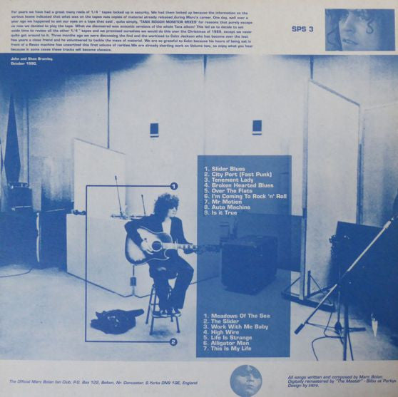 Image of Back Cover of LP - VG/VG+ - MARC BOLAN, Rarities Vol. 1 (Marc On Wax; SPS 3, UK 1990, Textured Sleeve), ,  - 2816334C