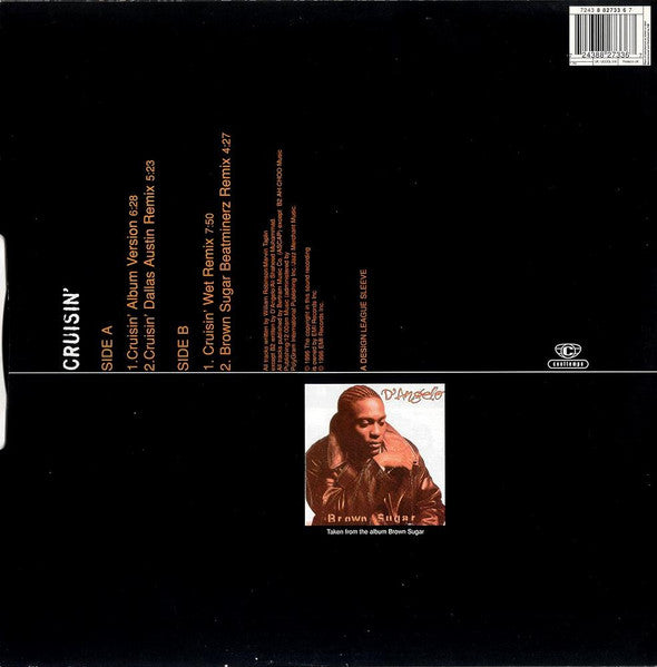 Image of Back Cover of 12" - VG/G+ - D'ANGELO, Cruisin' / Brown Sugar (Cooltempo; 12COOL 316, UK 1996, Picture Sleeve), ,  - 2816332C