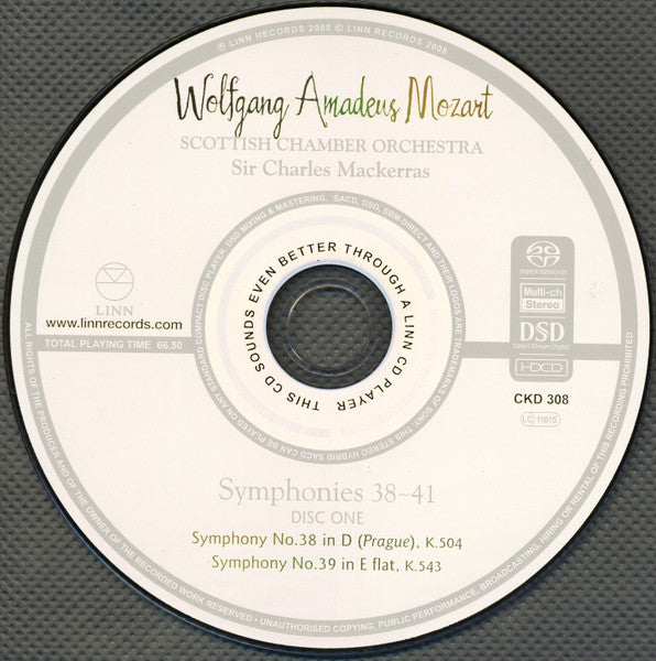 Image of Label Cover of 2xCD - VG+/EX - WOLFGANG AMADEUS MOZART, SCOTTISH CHAMBER ORCHESTRA, SIR CHARLES MACKERRAS, Symphonies 38-41 (Linn Records; CKD 308, Europe 2008, Double Digipak), ,  - 2836011E