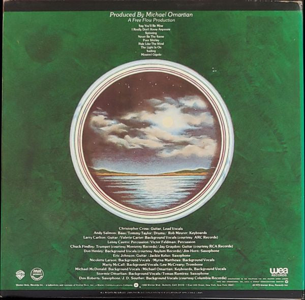 Image of Back Cover of LP - VG/VG - CHRISTOPHER CROSS, Christopher Cross (Warner Bros. Records; BSK 3383, Philippines 1979), ,  - 2816335C