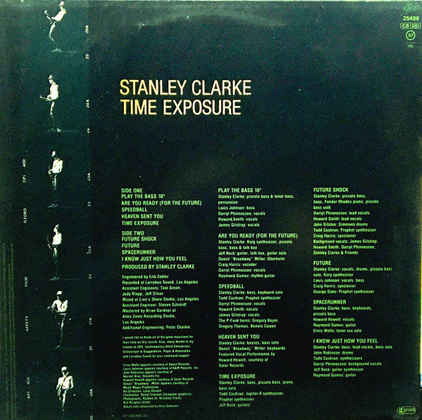 Image of Back Cover of LP - VG/VG+ - STANLEY CLARKE, Time Exposure (Epic; EPC 25486, Europe 1984), ,  - 2816369C