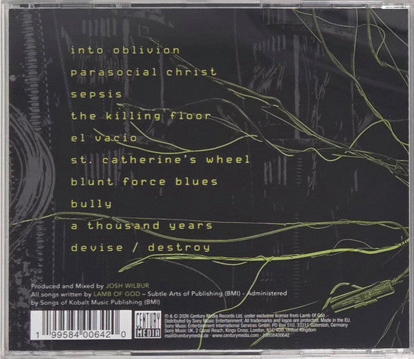 Image of Back Cover of CD - VG+/VG+ - LAMB OF GOD, Into Oblivion (Century Media; 19958400642, Europe 2026), ,  - 2856057S