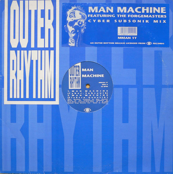 Image of Front Cover of LP - VG/VG - MAN MACHINE FEATURING THE FORGEMASTERS*, Man Machine (Outer Rhythm; MMAN 1T, UK 1989, Stickered Company Sleeve), original stickered company sleeve. light marks only,  - 2846299S