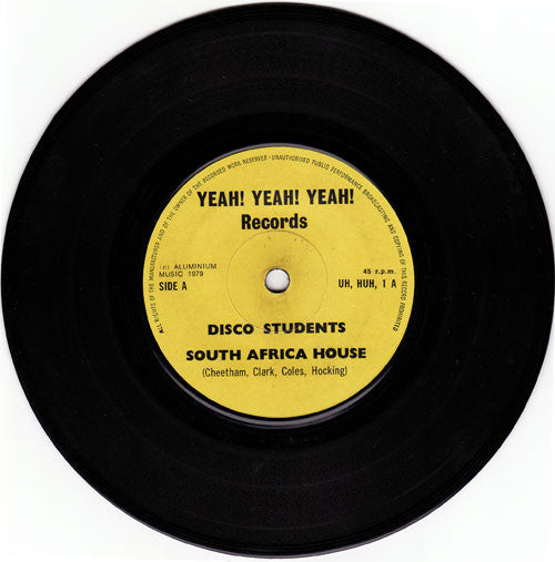 Image of Front Cover of 7" - /VG - DISCO STUDENTS, South Africa House / Kafkaesque (Yeah!Yeah!Yeah! Records ; UH, UK 1979), ,  - 2826359E