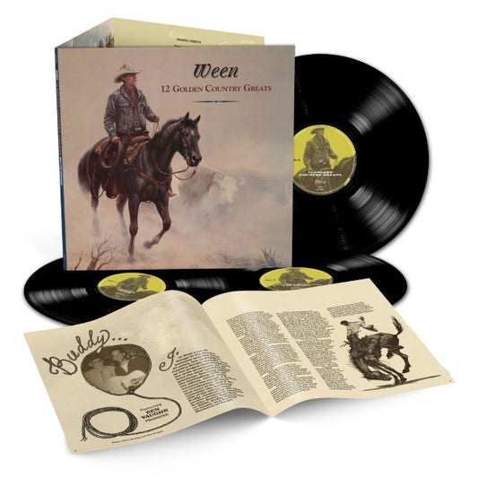 Image of Front Cover of 3xLP - NEW/NEW - WEEN, 12 Golden Country Greats (Deluxe) (Elektra; , UK 2026 Reissue, Gatefold, 140g Black Vinyl), , Of all the adventurous things the rock band known as Ween has done over their career, recording a straight-up country album with legendary Nashville session musicians was probably the most surprising. Their fans were already used to albums filled with a variety of eclectic stylistic changes, but staying in one genre for an entire record and abandoning their previous DI