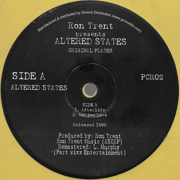 Image of Front Cover of 12" - VG/VG - RON TRENT, Altered States (Original Plates) (Prescription Classic Recordings; PCR02, US 2012, Marble Vinyl), , A1	Altered StatesB1	AfterlifeB2	Making Love - 2826321E