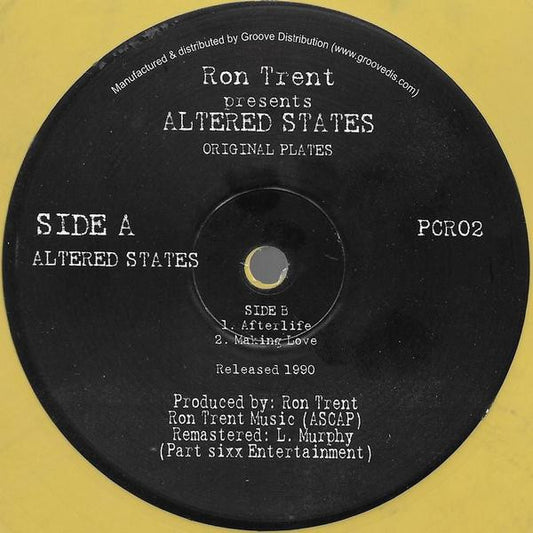 Image of Front Cover of 12" - VG/VG - RON TRENT, Altered States (Original Plates) (Prescription Classic Recordings; PCR02, US 2012, Marble Vinyl), , A1	Altered StatesB1	AfterlifeB2	Making Love - 2826321E