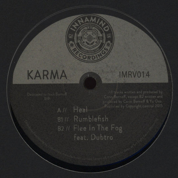 Image of Front Cover of 12" - /VG+ - KARMA, Heal (Innamind Recordings ; IMRV014, UK 2015, Plain Sleeve), , A	Heal	B1	Rumblefish	B2	Flee In The Fog - 2826363E