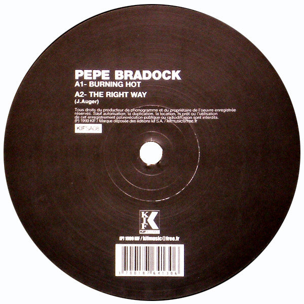 Image of Back Cover of 12" - VG+/VG - PEPE BRADOCK, Burning (Kif Recordings; KIFSA08, France 2010, Picture Sleeve), ,  - 2826366E
