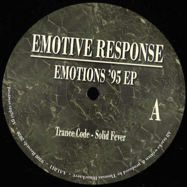Image of Front Cover of 12" - VG+/VG+ - EMOTIVE RESPONSE, Emotions '95 EP (9300 Records ; AAL011, Belgium 2020, Stickered Plain Sleeve), stickered sleeve,  - 2946022S