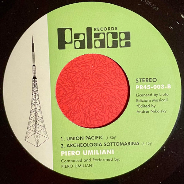 Image of Back Cover of 7" EP - /EX - PIERO UMILIANI, Open Space / Chaser / Union Pacific / Archeologia Sottomarina (Palace Records ; PR45-003, UK 2025), ,  - 2826350E