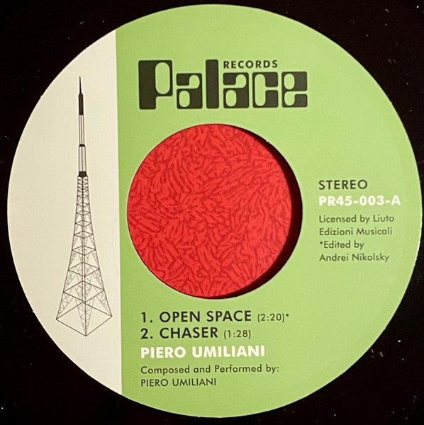 Image of Front Cover of 7" EP - /EX - PIERO UMILIANI, Open Space / Chaser / Union Pacific / Archeologia Sottomarina (Palace Records ; PR45-003, UK 2025), ,  - 2826350E