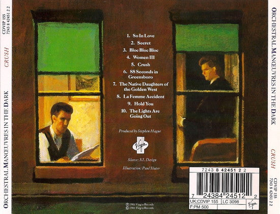 Image of Back Cover of CD - VG+/VG+ - ORCHESTRAL MANOEUVRES IN THE DARK, Crush (Virgin; CDVIP 155, Europe 1996, Jewel Case), ,  - 2936021E