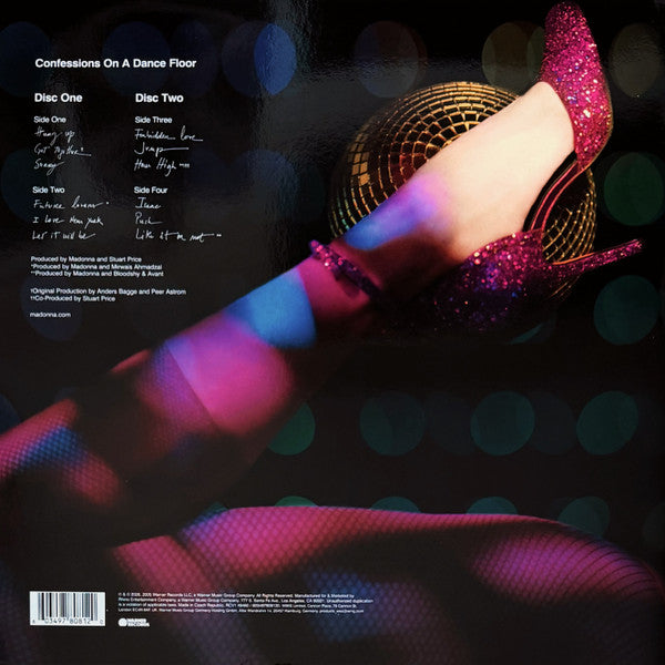 Image of Back Cover of 2xLP - EX/EX - MADONNA, Confessions On A Dance Floor (Warner Records; RCV1 49460, Europe 2026 Reissue, Silver Vinyl), Opened Instore, Still In Stickered Shrinkwrap,  - 2946057S