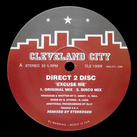 Image of Front Cover of 12" - /G+ - DIRECT 2 DISC, Excuse Me (Cleveland City; CLE 13009, UK 1993), faint scuffs/marks both sides,  - 2946081S