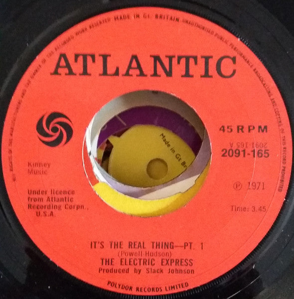 Image of Front Cover of 7" - /EX - THE ELECTRIC EXPRESS, It's The Real Thing (Atlantic; 2091-165, UK 1971), Stamp on B side.,  - 2956052S