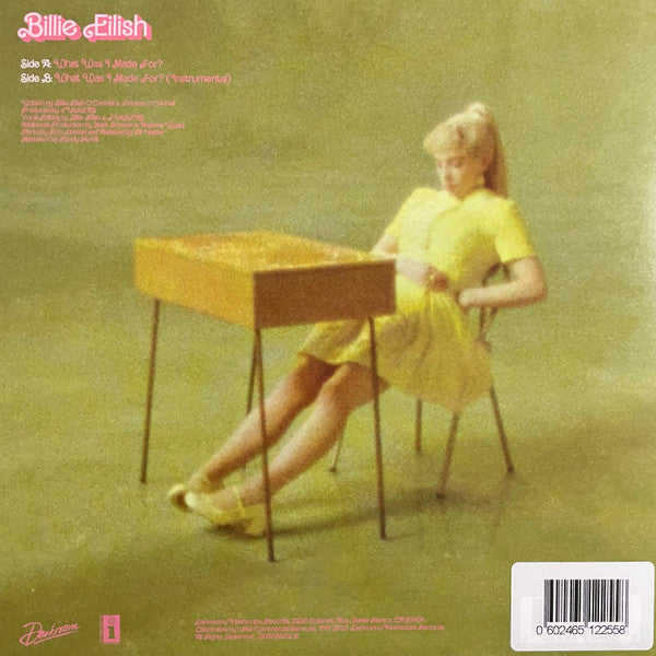 Image of Back Cover of 7" - EX/EX - BILLIE EILISH, What Was I Made For? (Darkroom; B0038632-21, Worldwide 2024, Picture Sleeve, Yellow Vinyl), ,  - 2826344E