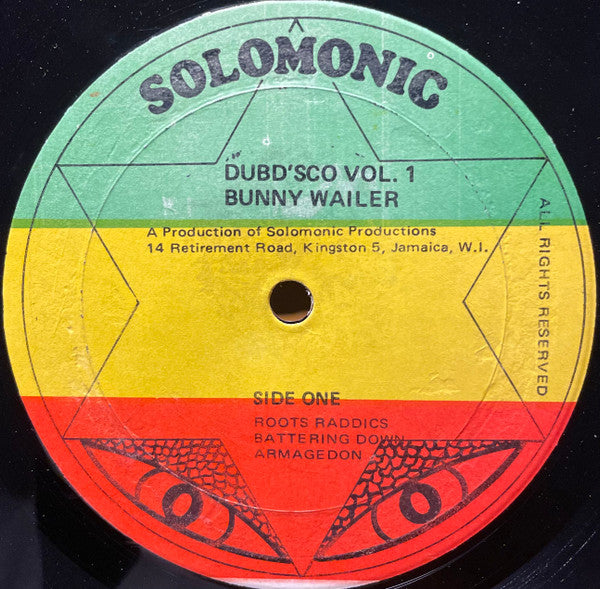 Image of Label Cover of LP - VG/VG - BUNNY WAILER, Dubd sco Vol. 1 (Solomonic; none, Jamaica 1978), ,  - 2926005E
