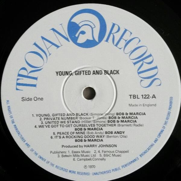 Image of Label Cover of LP - VG+/VG - BOB & MARCIA, Young Gifted And Black (Trojan Records; TBL 122, UK Reissue), Vinyl in strong VG with light marks only.,  - 2946074S