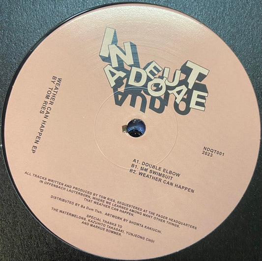 Image of Front Cover of 12" - /VG - TOM RIES, Weather Can Happen EP (Inadequate Audio; NDQT001, Germany 2023, Plain Sleeve), , A		Double ElbowB1		MM SwimsuitB2		Weather Can Happen - 2916056C