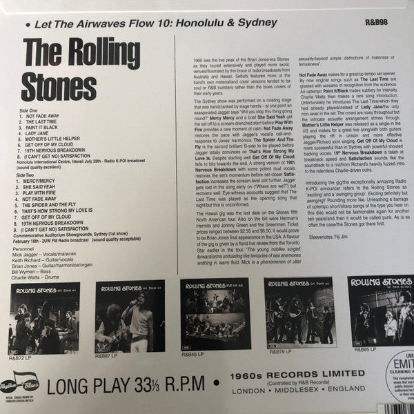 Image of Back Cover of LP - VG+/VG+ - THE ROLLING STONES, On Tour '66 Vol I (1960s Records; R&B98, UK , Flipback Sleeve), ,  - 2826382E