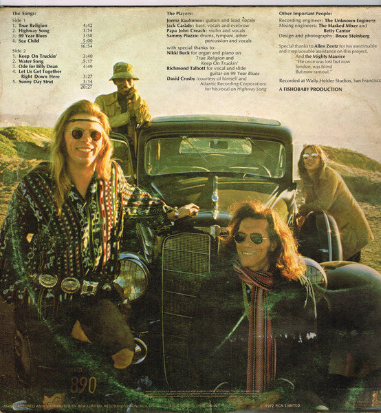 Image of Back Cover of LP - VG/VG - HOT TUNA, Burgers (Grunt; FTR-1004, UK 1972, Gatefold), Strong VG - a few hairlines, edge wear,  - 2946065S