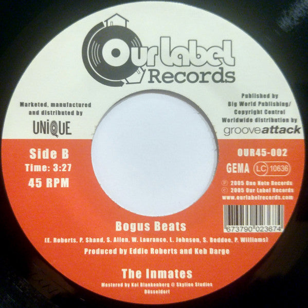 Image of Back Cover of 7" - /EX - THE INMATES, Bread & Water / Bogus Beats (Our Label Records; OUR45-002, Germany 2006), ,  - 2956082S