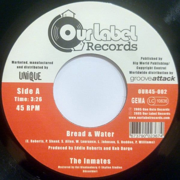 Image of Front Cover of 7" - /EX - THE INMATES, Bread & Water / Bogus Beats (Our Label Records; OUR45-002, Germany 2006), ,  - 2956082S